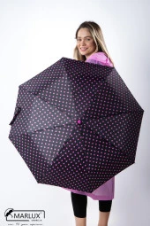 Marlux Siyah Pembe Puantiyeli Tam Otomatik  Kadın Şemsiye M21MAR710R002 thumbnail 1