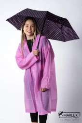 Marlux Siyah Pembe Puantiyeli Tam Otomatik  Kadın Şemsiye M21MAR710R002 thumbnail 2