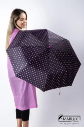 Marlux Siyah Pembe Puantiyeli Tam Otomatik  Kadın Şemsiye M21MAR710R002 thumbnail 5