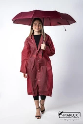 Marlux 8 Telli Tam Otomatik Rüzgara Dayanıklı Özel Sap Tasarımlı Şemsiye Bordo MPR2004 thumbnail 4