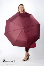Marlux 8 Telli Tam Otomatik Rüzgara Dayanıklı Özel Sap Tasarımlı Şemsiye Bordo MPR2004 thumbnail 1