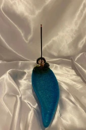 Seramik Çubuk Tütsülük Uzun Yaprak Bilge Kirpi Mavi - 5