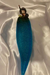 Seramik Çubuk Tütsülük Uzun Yaprak Bilge Kirpi Mavi - 8