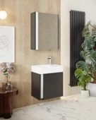 Karen Banyo Kemer 45 Cm,lavabolu,aynalı,banyo Dolabı,mat Antrasit,lavabo Dahil - Antrasit - 1