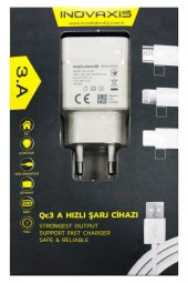 Inovaxis Tüm (iphone-lightning) Usb Cihazlarla Uyumlu 3a.hızlı Şarj Cihazı + Kablo - 1
