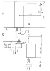 ECA Compact Fotoselli Lavabo Musluğu Elektrikli 108108043 Tek Su Girişli - 2