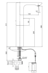 ECA Compact Fotoselli Yüksek Tip Lavabo Bataryası Pilli 108108036 Çift Su Girişli - 2
