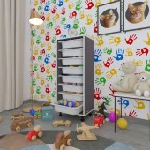 Kenzlife sepetli mutfak dolabı ruberu gri 110x45x30 banyo oyuncak çamaşır beyaz 8 li sepet thumbnail 1