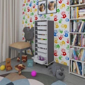 Kenzlife sepetli mutfak dolabı ruberu gri 122x45x30 banyo oyuncak çamaşır beyaz 9 lu sepet thumbnail 1