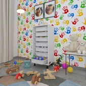 Kenzlife sepetli mutfak dolabı ruberu byz 098x45x30 banyo oyuncak çamaşır beyaz 7 li sepet - 1