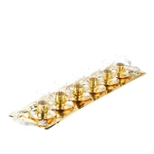 Nikel Tüylü Baton Tepsi + 6'lı Çay Bardağı Altın - 1