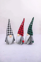 64365 3’lü Gnome Dekorasyon Seti, Sevimli Peluş Gnome Noel Hediyesi - 3