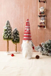 64366 4’lü Gnome Neol Dekorasyon Seti Sevimli Peluş Noel Baba Gnome Set - 5