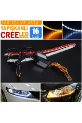 21011  Far Içi Far Üstü Su Geçirmez Animasyonlu Kayar Led Sinyalli 16 Led Yapışkanlı - 1