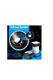 21291  Tekne Için Usb Şarj Özellikli Solar Akordeon Beyaz Led Lamba - 1