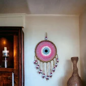 Örgülü Duvar Süsü Pembe Boncuklu Duvar Dekoru thumbnail 2