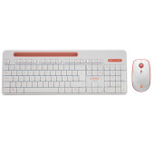 Everest Elite KM-6388 Kablosuz Beyaz Pembe LC Layout Klavye Mouse Seti - 1