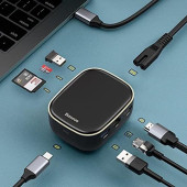 Baseus, Çok Fonksiyonlu Bilgisayar/Telefon Hub Adaptörü, Siyah, Giriş: USB Type C,Seyahat Boy - 5