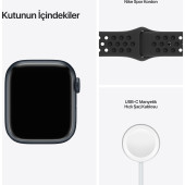 Apple Watch Nike Seri 7 Gps, 41MM Siyah Alüminyum Kasa ve Siyah Nike Spor Kordon - Regular MKN43TU/A - 4