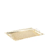 Nikel Japon Gülü Dikdörtgen Tepsi + 6'lı Kahve Fincanı Altın - 3