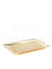 Nikel Japon Gülü Dikdörtgen Tepsi + 6'lı Çizgili Kahve Fincanı Altın thumbnail 5