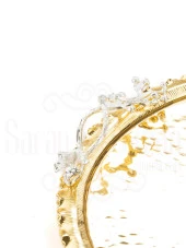 Nikel Japon Gülü Yuvarlak Tepsi + 6'lı Kahve Fincanı Altın thumbnail 6