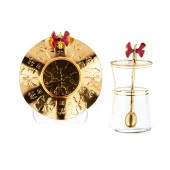 Çay Seti Çay Bardağı Takımı 6 Kişilik Kelebek Kırmızı - 3