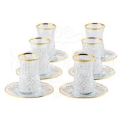 Bardak Çay Bardağı Çay Seti Çay Takımı Lux Baklava Dik Heybeli Çay Seti Ağız Yaldız Altın - 1