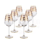 Bardak Bardak Seti Cam Bardak Ayaklı Bardak Pantoğraf Atlantis Ayaklı Bardak İç Yaldız Altın - 1