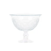 Ayaklı Cam Kase Sunumluk Meyvelik Hasır Desen Orta Boy Şeffaf Renk - 1