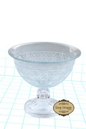 Ayaklı Cam Kase Sunumluk Meyvelik Hasır Desen Orta Boy Şeffaf Renk - 2