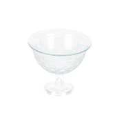 Ayaklı Cam Kase Sunumluk Meyvelik Hasır Desen Orta Boy Şeffaf Renk - 3