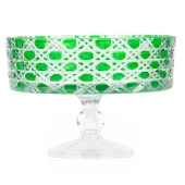 Kase Ayaklı Kase Cam Kase Sunumluk Hasır Desen Sandra 25 cm Yeşil - 1
