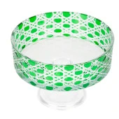 Kase Ayaklı Kase Cam Kase Sunumluk Hasır Desen Sandra 25 cm Yeşil - 3