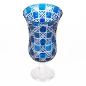 Safir Büyük Cam Vazo, Hasır Desenli Cam Vazo, Mavi Cam Vazo, Çiçek Güzeli Cam Vazo - 2