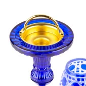 Şamdan ve Buhurdanlık Cam Hasır Desen Mavi Renk - 3