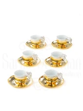 Bakır Kahve Fincanı Porselen Kahve Fincanı Nikel Tüylü 6'lı Kahve Fincanı Altın thumbnail 1