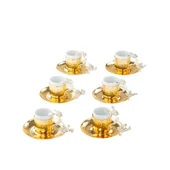 Bakır Kahve Fincanı Porselen Kahve Fincanı Nikel Japon Gülü 6'lı Kahve Fincanı Altın - 1