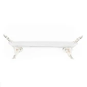 Dikdörtgen Cam Tepsi Ayaklı Kulplu Gümüş Detaylı - 2