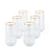 Bardak Cam Bardak Meşrubat Bardağı Hediyelik Lux Dik Çapraz Meşrubat Bardak Altın - 1