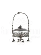 Bakır Ayaklı Kapaklı Şekerlik Meyvelik Sunumluk Lokumluk Dekoratif Obje Söz Nişan Çikolatalık Sandra Sepet Çikolatalık - 1