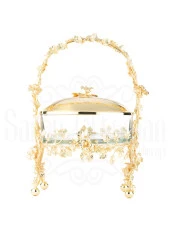 Bakır Ayaklı Kapaklı Şekerlik Meyvelik Sunumluk Lokumluk Dekoratif Obje Söz Nişan Çikolatalık Sandra Sepet Çikolatalık - 2