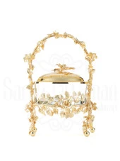 Bakır Ayaklı Kapaklı Şekerlik Meyvelik Sunumluk Lokumluk Dekoratif Obje Söz Nişan Çikolatalık Sandra Sepet Çikolatalık - 3