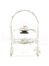 Bakır Ayaklı Kapaklı Şekerlik Meyvelik Sunumluk Lokumluk Dekoratif Obje Söz Nişan Çikolatalık Sandra Sepet Çikolatalık - 6