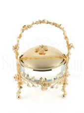 Bakır Ayaklı Kapaklı Şekerlik Meyvelik Sunumluk Lokumluk Dekoratif Obje Söz Nişan Çikolatalık Sandra Sepet Çikolatalık - 7