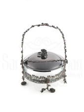 Bakır Ayaklı Kapaklı Şekerlik Meyvelik Sunumluk Lokumluk Dekoratif Obje Söz Nişan Çikolatalık Sandra Sepet Çikolatalık - 9