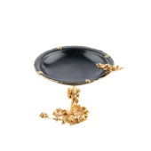 Meyvelik Sunumluk Dekoratif Obje Söz Nişan Çikolatalık Güllü Ayaklı Tabak - 1