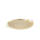 Nikel Tüylü Yuvarlak Tepsi + 6'lı Çay Bardağı Altın - 3