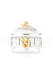 Bakır Ayaklı Kapaklı Şekerlik Meyvelik Sunumluk Lokumluk Dekoratif Obje Söz Nişan Çikolatalık Sandra - 1