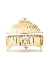 Bakır Ayaklı Kapaklı Şekerlik Meyvelik Sunumluk Lokumluk Dekoratif Obje Söz Nişan Çikolatalık Sandra - 2